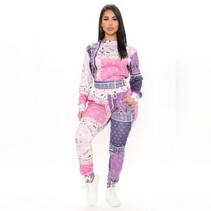 Fashion Nova Women's Taking Control Bandana Pant Set Combo in Purple NWT